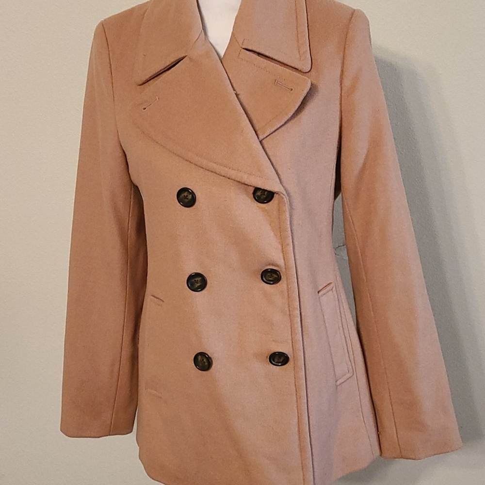 Camel brown pea coat, size S Tall
